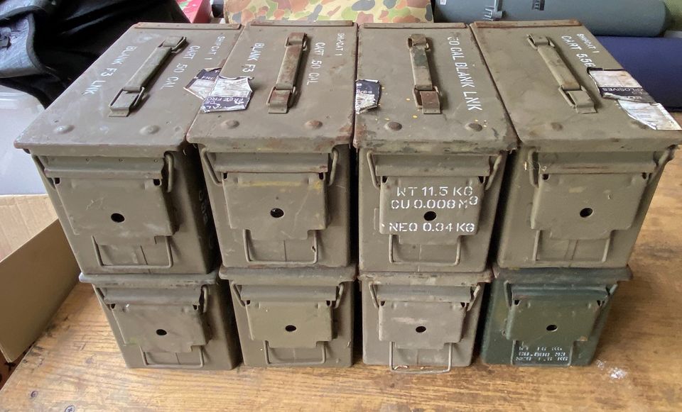 50 CAL size Ammunition Box, Ammo Tin EX Military